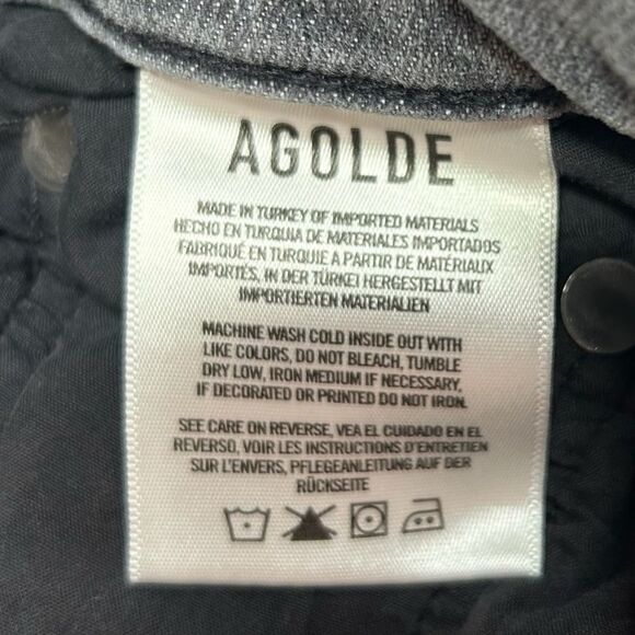 Agolde Nico Women's High Rise Skinny Jeans Raw Hem Gray Size 26 - Picture 5 of 8